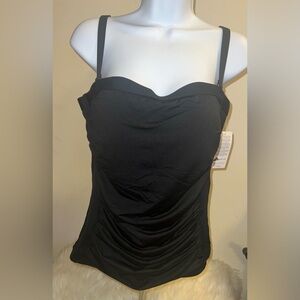 NWT Lands End Tankini Top Size 10 Light padding Ruching